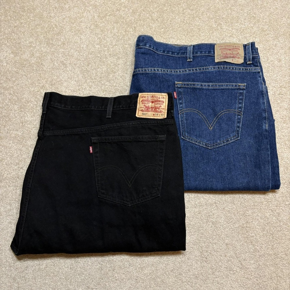 Levis 560 Jeans Mens 58x30 Big Tall Lot of 2 Blue Black Relaxed Tapered Denim